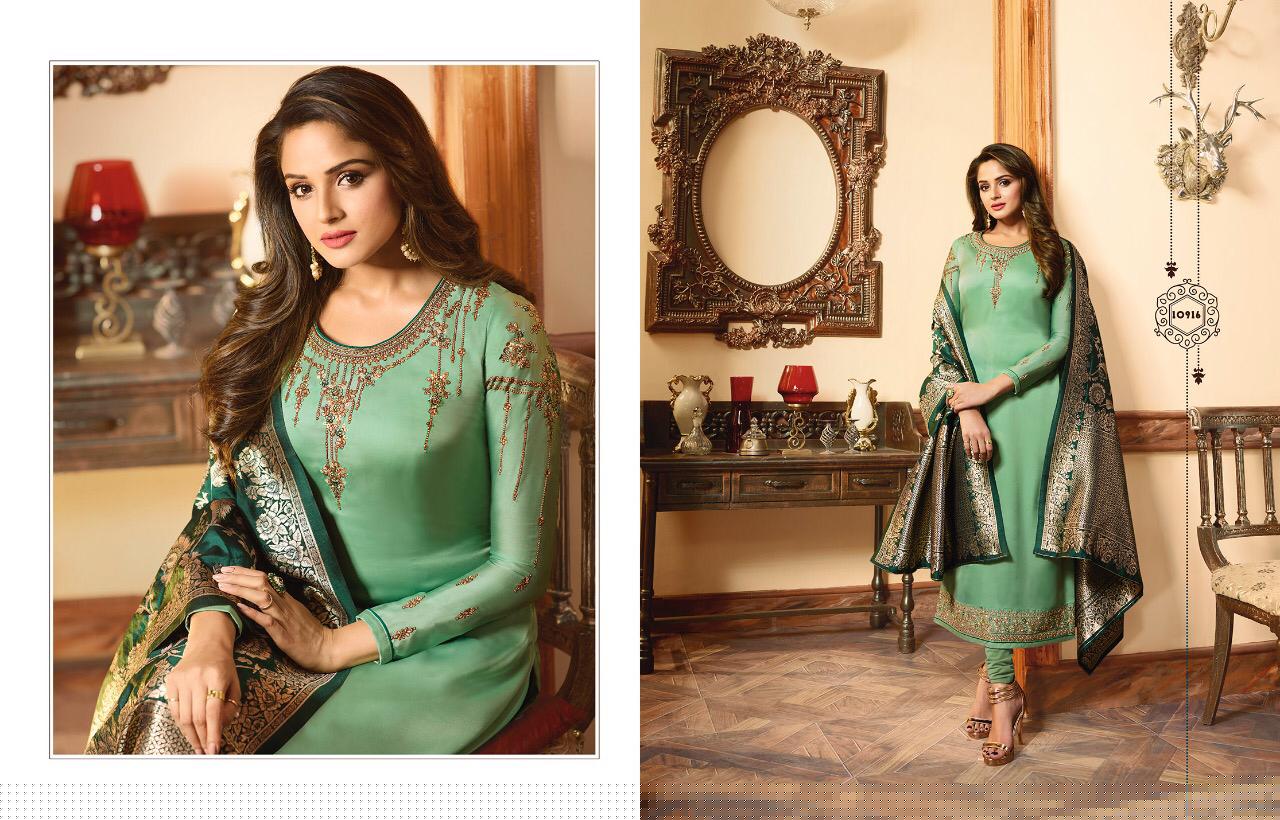 Zeesa Banarasi Vol-5 By Meera Trendz 10911 To 10918 Designer Suits Beautiful Stylish Fancy Colorful Party Wear & Ethnic Wear Georgette Silk With Embrolidered Dresses At Wholesale Price