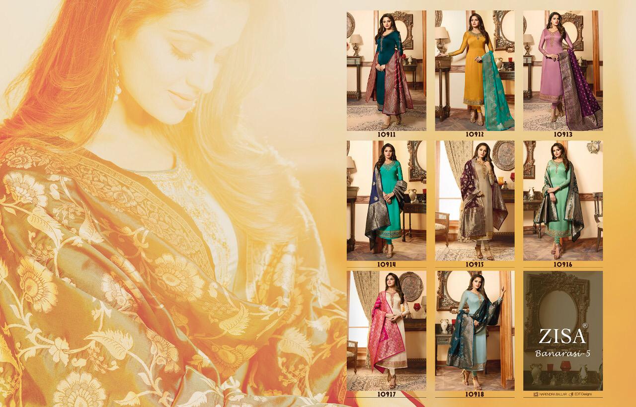 Zeesa Banarasi Vol-5 By Meera Trendz 10911 To 10918 Designer Suits Beautiful Stylish Fancy Colorful Party Wear & Ethnic Wear Georgette Silk With Embrolidered Dresses At Wholesale Price
