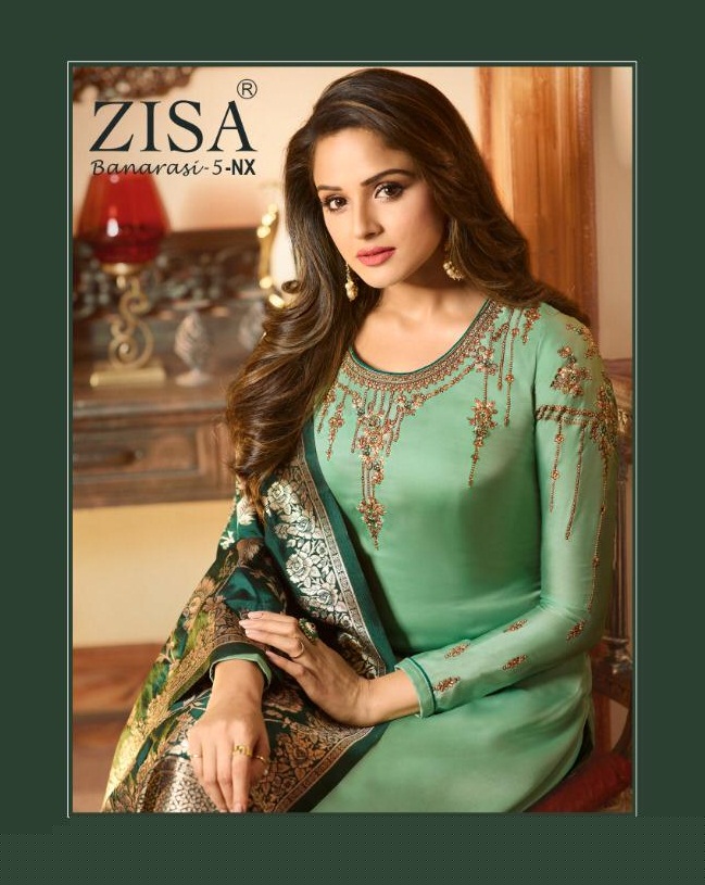Zisa Banarasi Vol-5 Nx By Meera Trendz Designer Beautiful Colorful Fancy Casual Wear & Party Wear Satin Georgette Worked Dresses At Wholesale Price