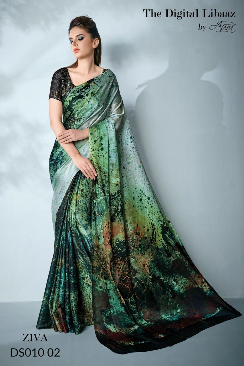 Ziva By Aura Indian Traditional Wear Collection Beautiful Stylish Fancy Colorful Party Wear & Occasional Wear Blend Of Manmade Fibers Sarees At Wholesale Price