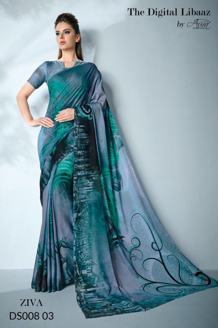 Ziva By Aura Indian Traditional Wear Collection Beautiful Stylish Fancy Colorful Party Wear & Occasional Wear Blend Of Manmade Fibers Sarees At Wholesale Price