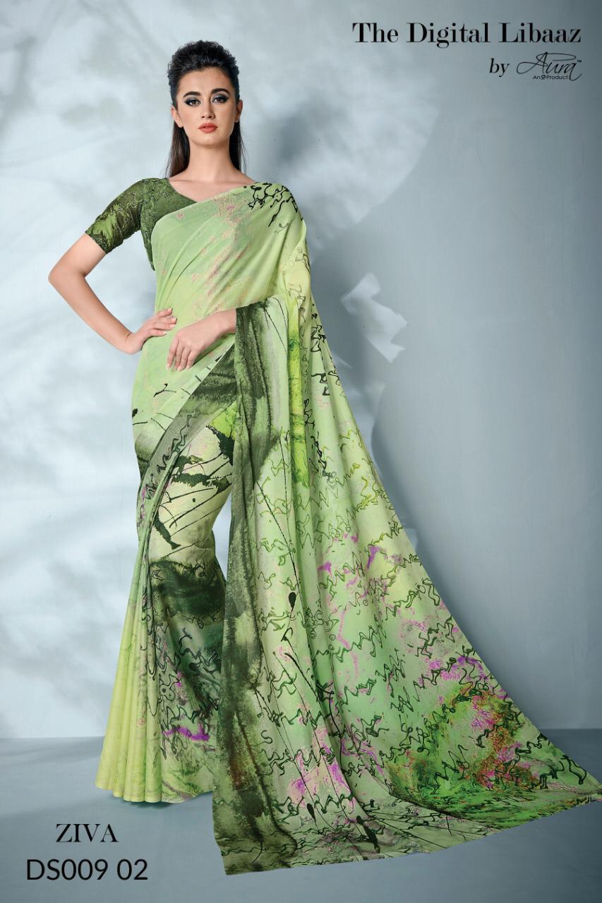 Ziva By Aura Indian Traditional Wear Collection Beautiful Stylish Fancy Colorful Party Wear & Occasional Wear Blend Of Manmade Fibers Sarees At Wholesale Price