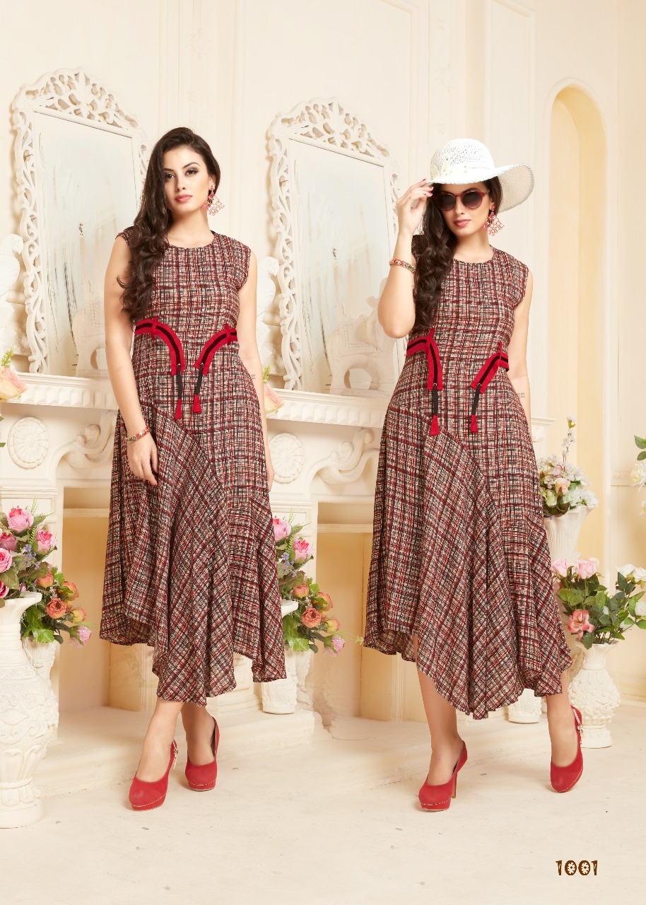 Ziva By Kaamiri 1001 To 1006 Series Beautiful Stylish Fancy Colorful Casual Wear & Ethnic Wear Rayon Printed Kurtis At Wholesale Price