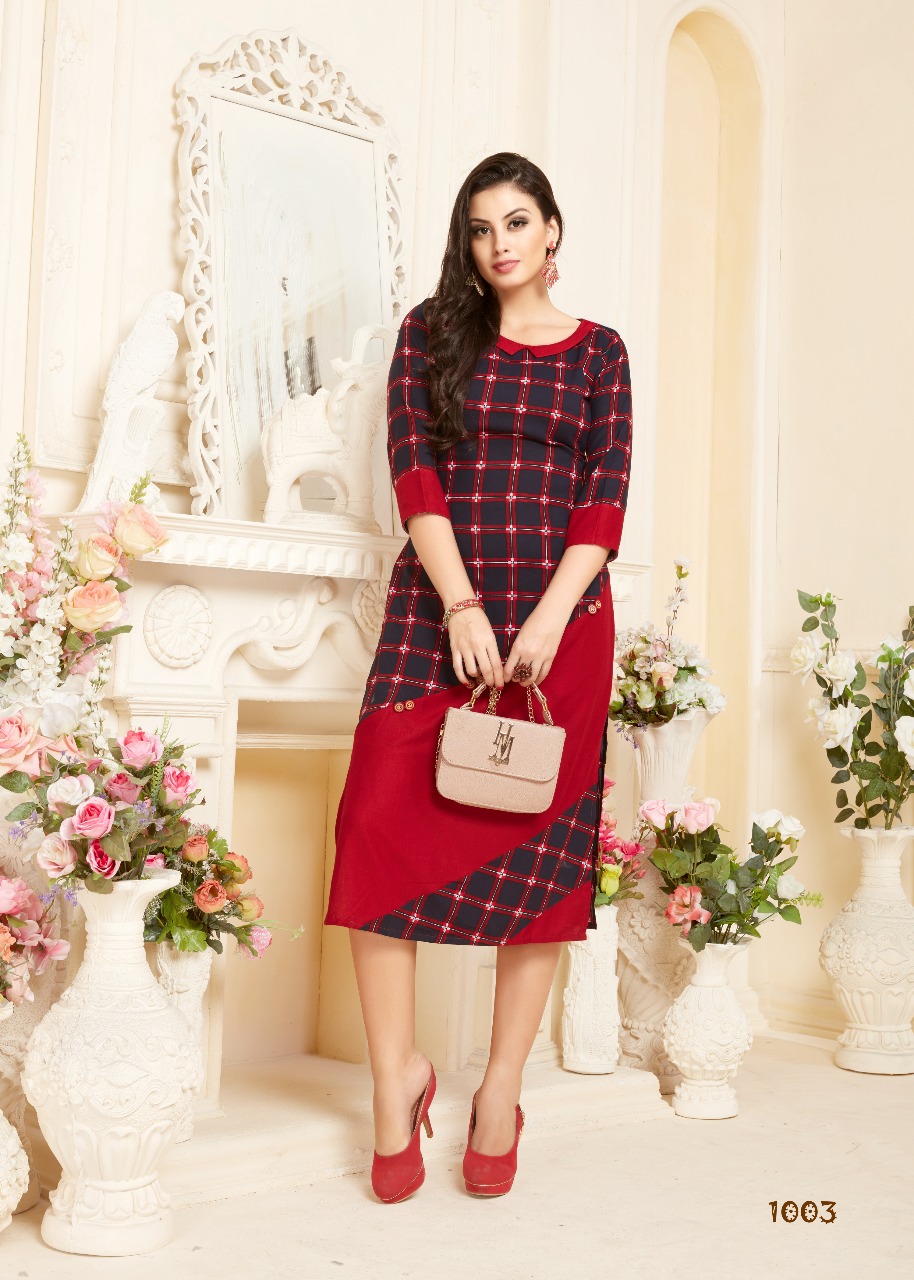 Ziva By Kaamiri 1001 To 1006 Series Beautiful Stylish Fancy Colorful Casual Wear & Ethnic Wear Rayon Printed Kurtis At Wholesale Price