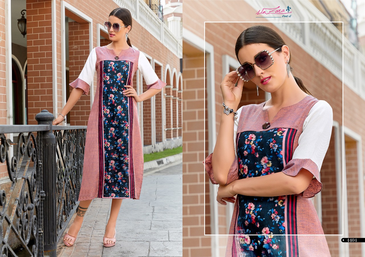 Zoom (3d) By Sin Zara 4401 To 4408 Series Beautiful Stylish Fancy Colorful Casual Wear & Ethnic Wear & Ready To Wear Heavy Poly Linen Kurtis At Wholesale Price