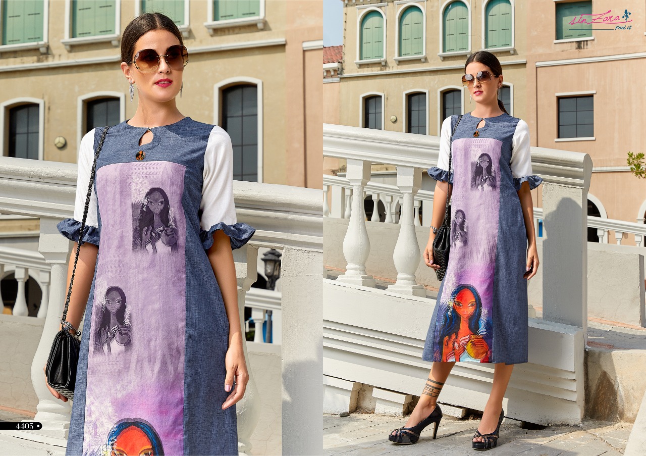 Zoom (3d) By Sin Zara 4401 To 4408 Series Beautiful Stylish Fancy Colorful Casual Wear & Ethnic Wear & Ready To Wear Heavy Poly Linen Kurtis At Wholesale Price