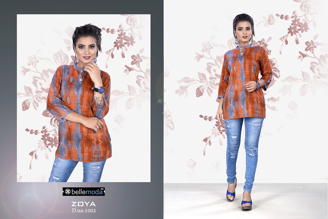 Zoya By Bellemoda 1001 To 1010 Series Beautiful Stylish Fancy Colorful Casual Wear & Ethnic Wear & Ready To Wear Heavy Rayon Slub Tops At Wholesale Price