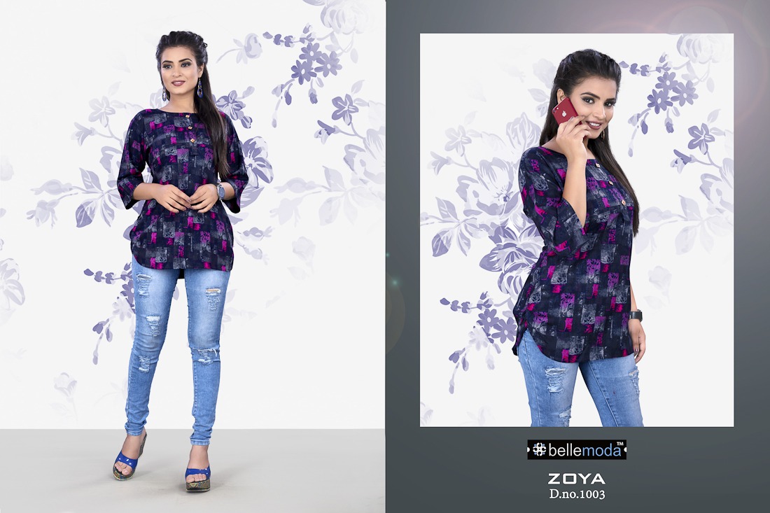 Zoya By Bellemoda 1001 To 1010 Series Beautiful Stylish Fancy Colorful Casual Wear & Ethnic Wear & Ready To Wear Heavy Rayon Slub Tops At Wholesale Price