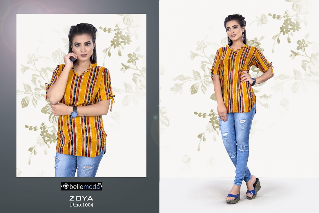 Zoya By Bellemoda 1001 To 1010 Series Beautiful Stylish Fancy Colorful Casual Wear & Ethnic Wear & Ready To Wear Heavy Rayon Slub Tops At Wholesale Price