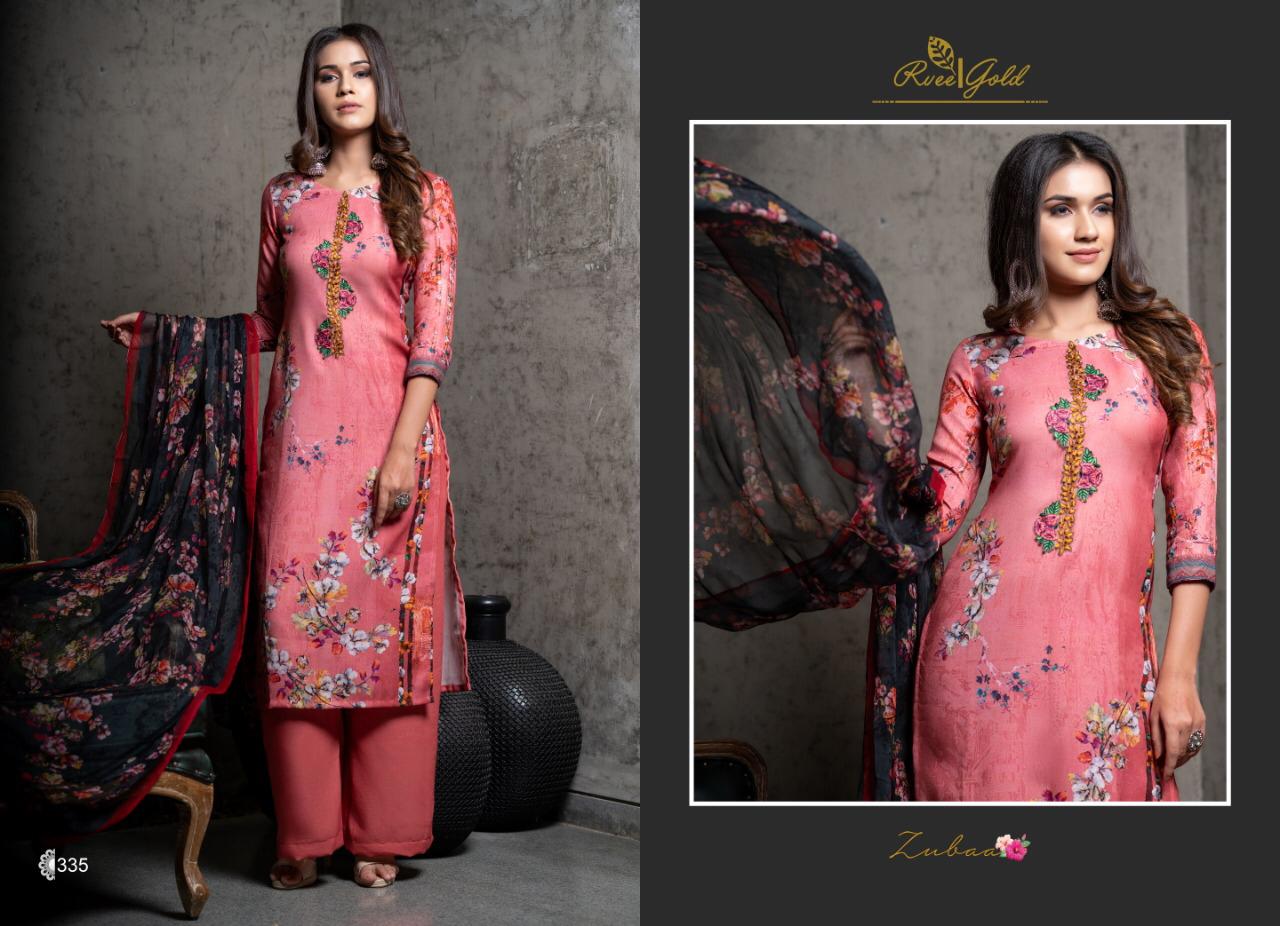 Zubaa By Rvee Gold By 330 To 339 Series Beautiful Winter Suits Stylish Fancy Colorful Winter Wear & Ethnic Wear Pure Pashmina Embroidered Dresses At Wholesale Price