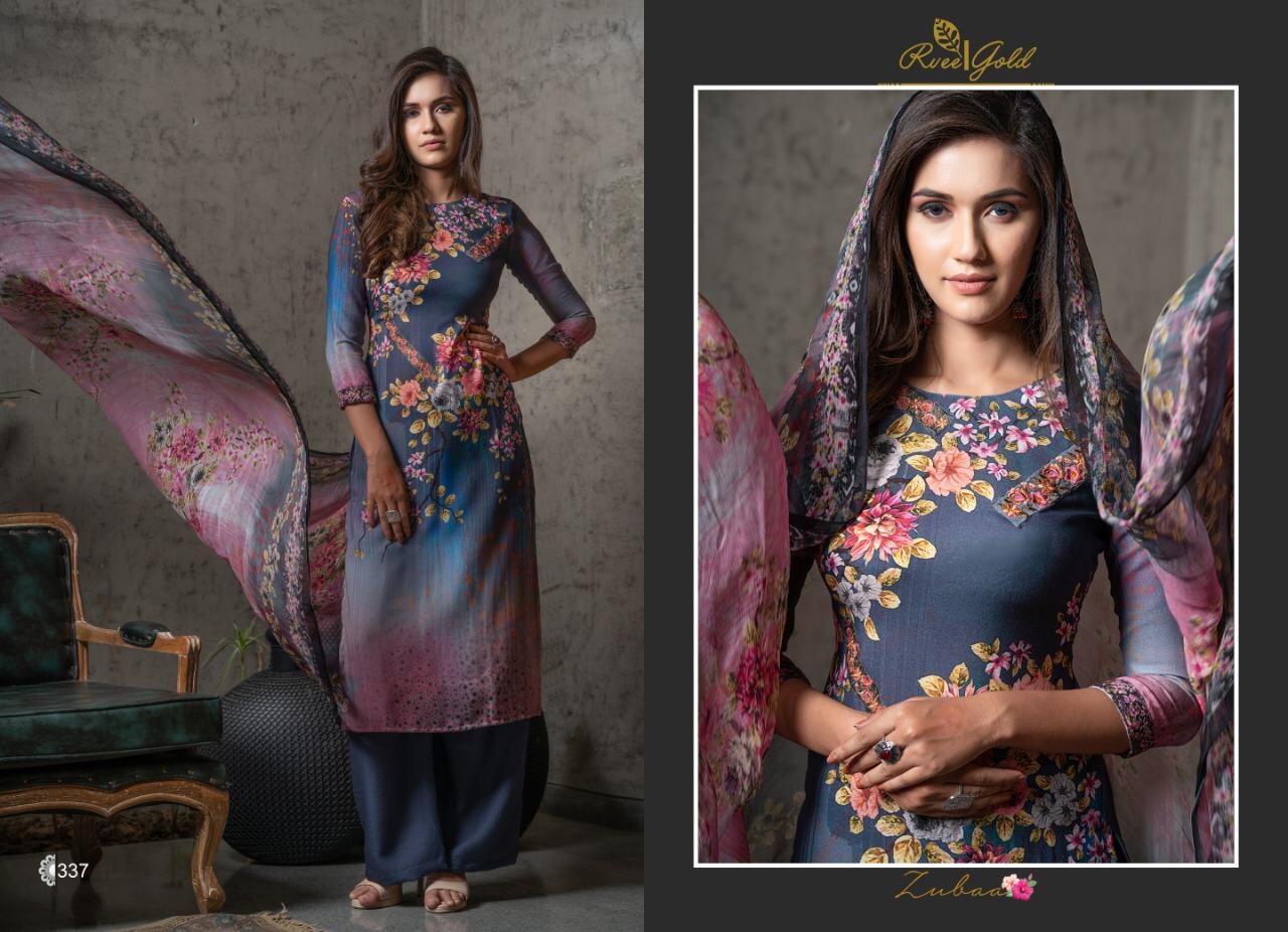 Zubaa By Rvee Gold By 330 To 339 Series Beautiful Winter Suits Stylish Fancy Colorful Winter Wear & Ethnic Wear Pure Pashmina Embroidered Dresses At Wholesale Price