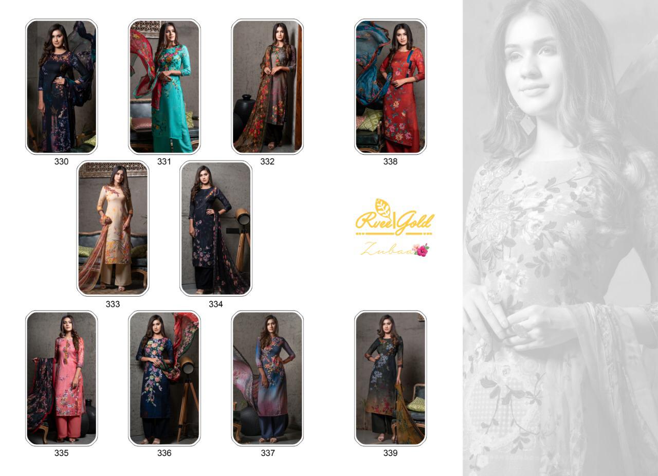 Zubaa By Rvee Gold By 330 To 339 Series Beautiful Winter Suits Stylish Fancy Colorful Winter Wear & Ethnic Wear Pure Pashmina Embroidered Dresses At Wholesale Price